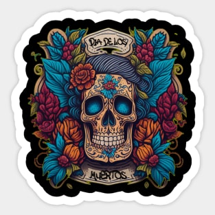 Embrace Mexican Culture with This Vibrant Sugar Skull Art Sticker
